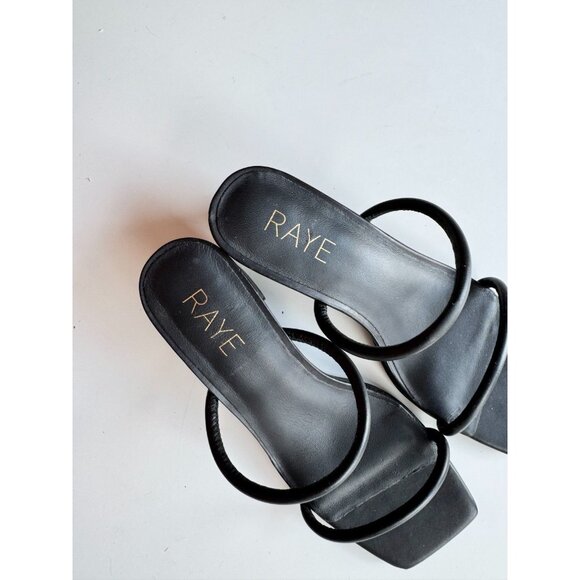 NWOB RAYE Etienne Black Leather Strappy Square Toe Block Heel Sandals, Size 5.5 - Picture 3 of 11